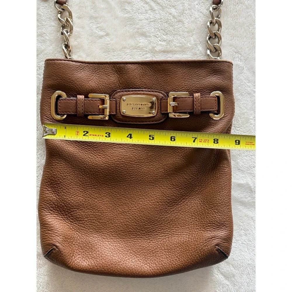 Michael Kors Brown Hamilton Pebbled Leather Crossbody Bag Womens Small Excellent